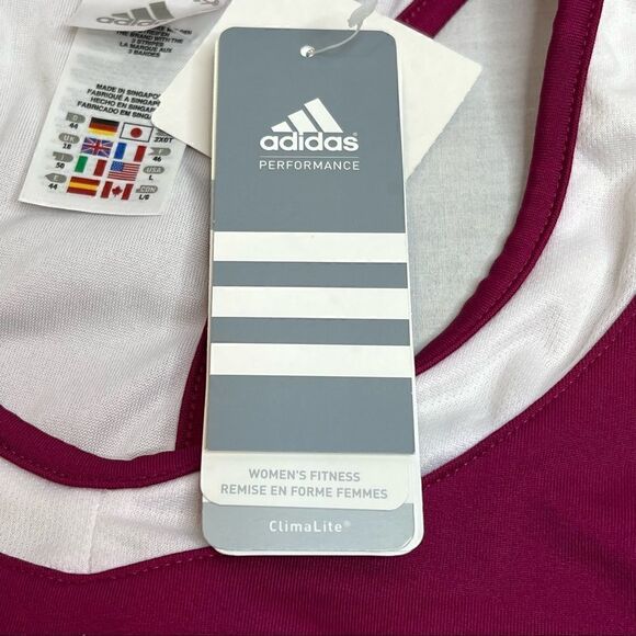 Adidas NWT berry and white motivate tank top with shelf bra size L - Picture 12 of 16